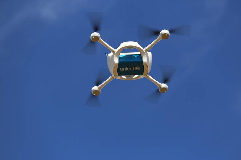 A drone taking flight 