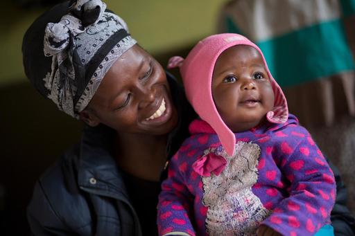 Siphiwe Khumalo, 37, and her newborn baby, Lundiwe. Siphiwe was already on life-long antiretroviral treatment when she fell pregnant with Lundiwe.