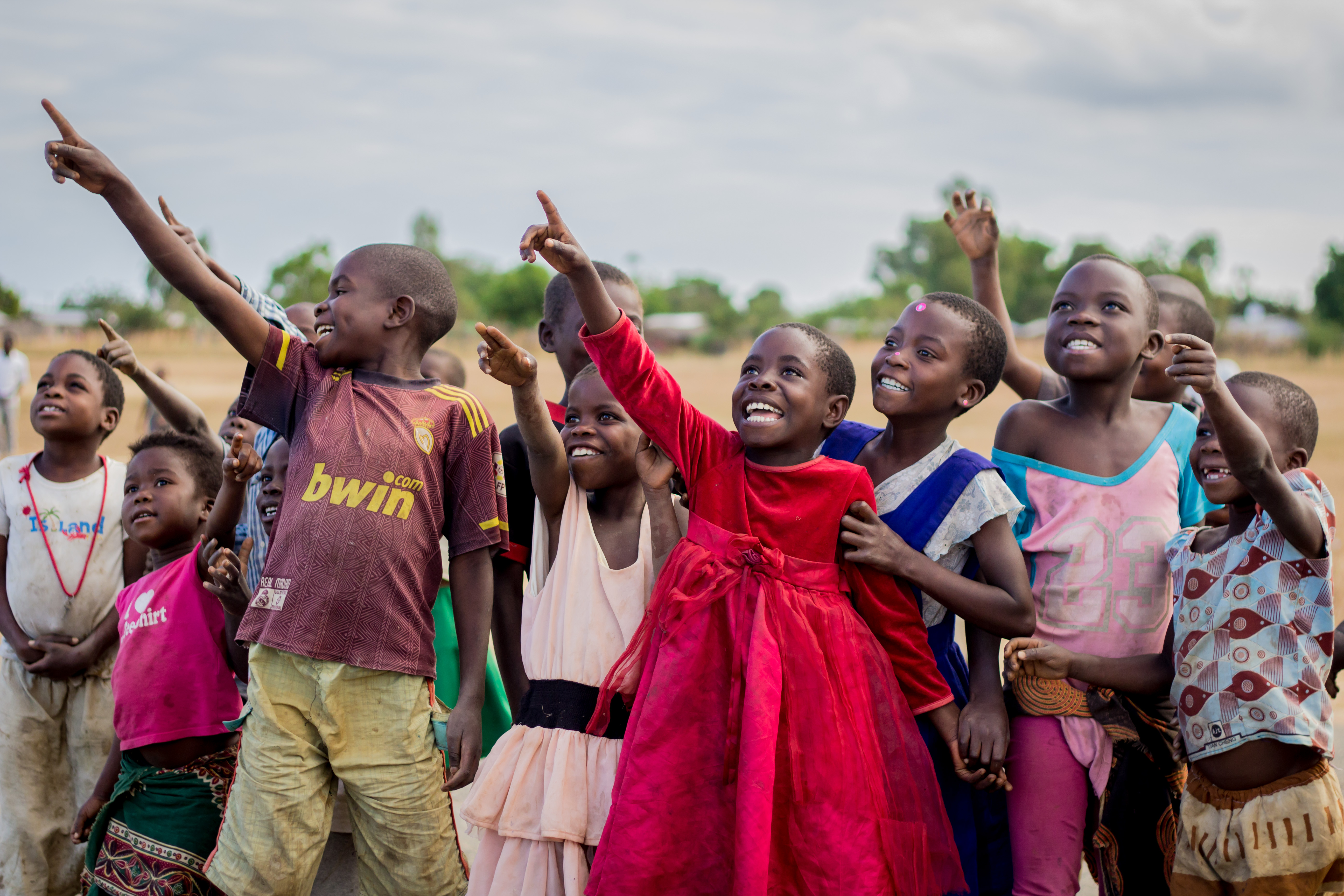 On 28 June 2017, children look on excited at the testing of unmanned aerial vehicle (UAVs) or drones..