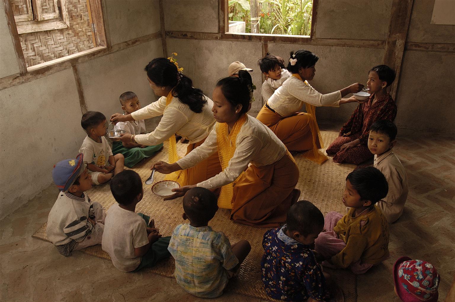 Children being fed 