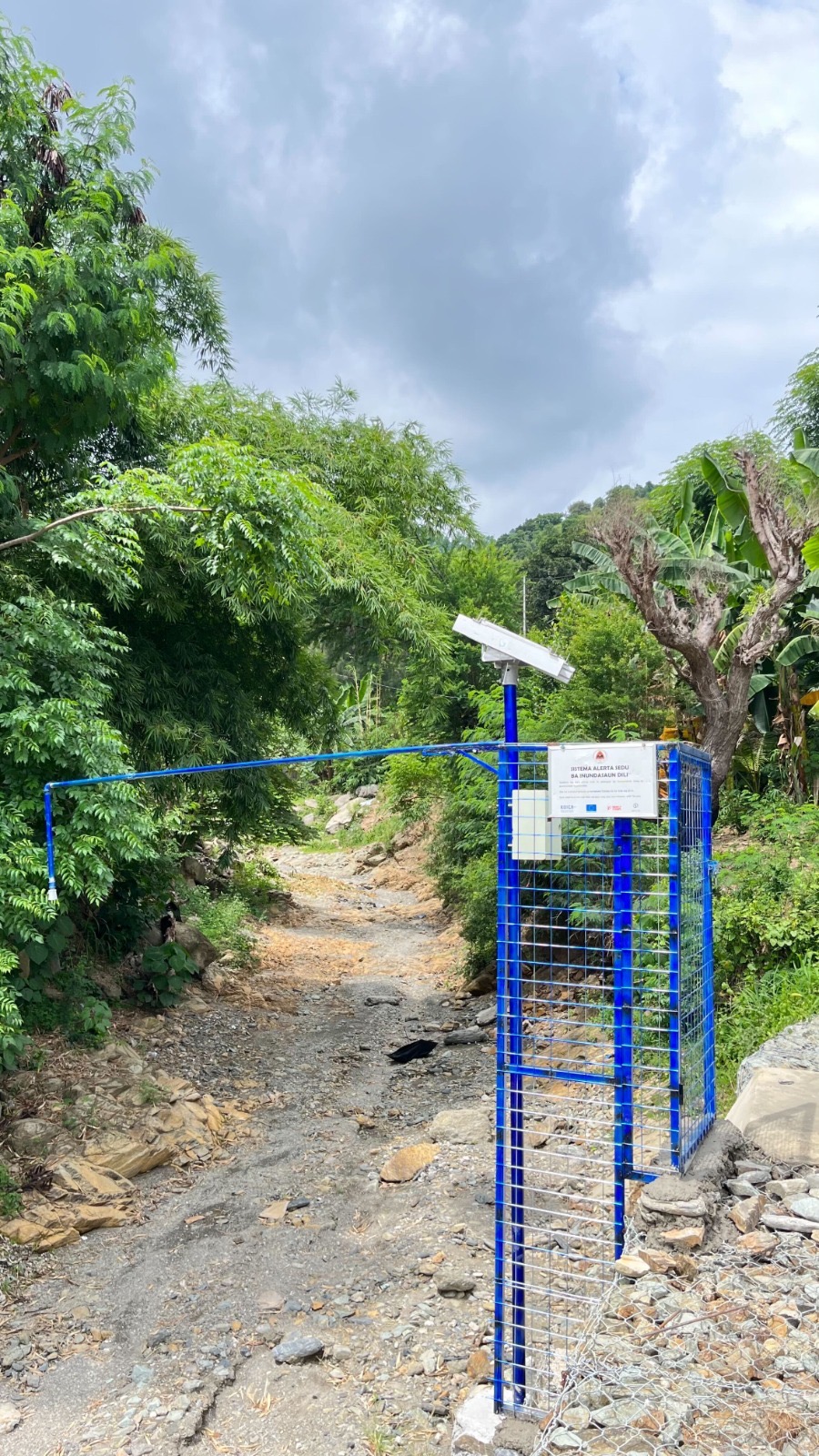 "A Similie-installed early warning flood sensor in Timor-Leste, monitoring vulnerable catchments to provide real-time flood alerts."