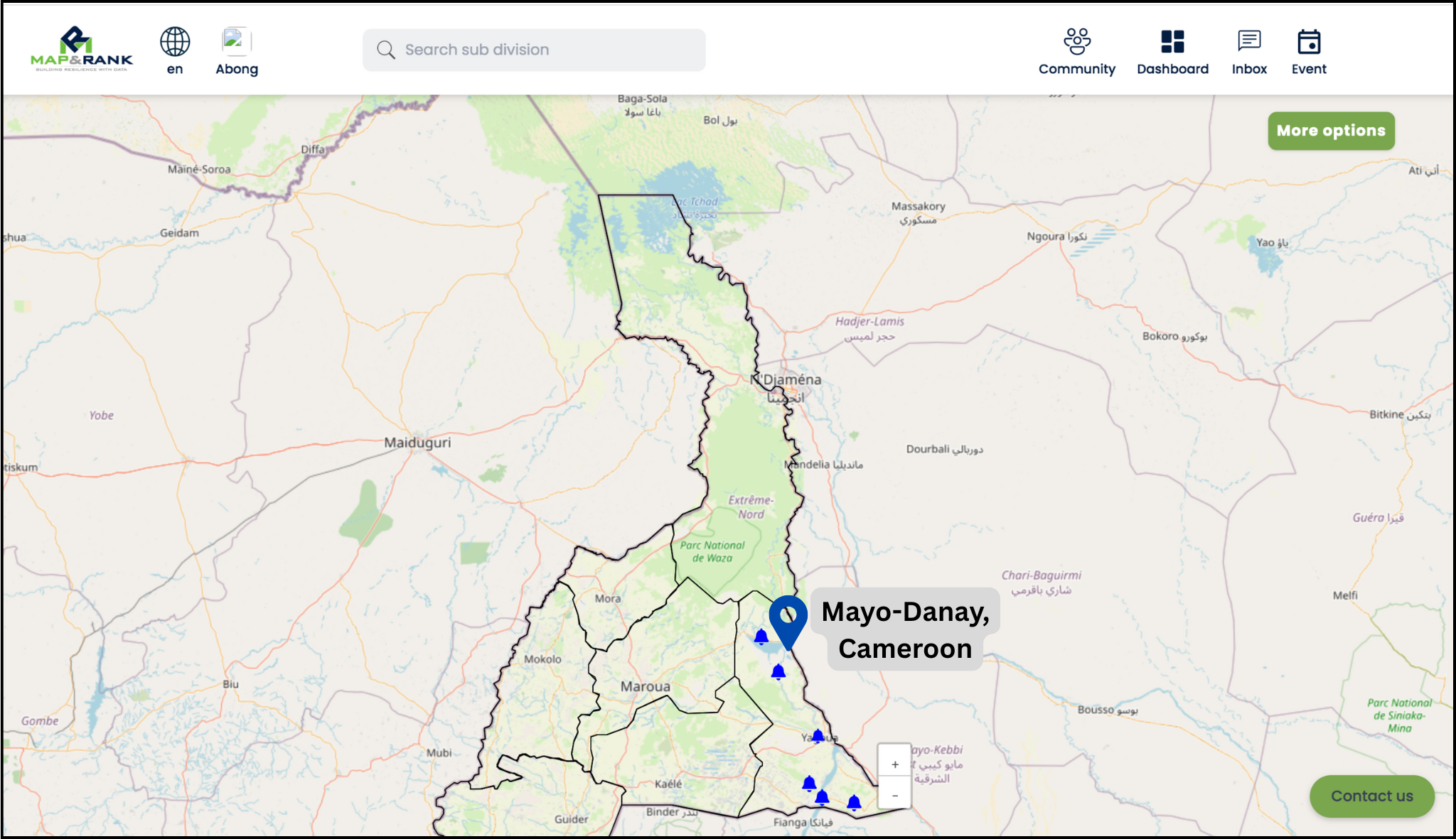 Mayo Danay, Cameroon is located in the northern part of Cameroon. 