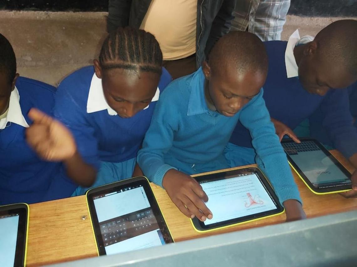Primary school students using our interactive eLearning