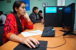 Student using computer