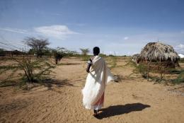 Elizabeth Atir, 28, a mother five children, arrives home from Lodwar District Hospital 