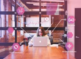 Woman using application on laptop 