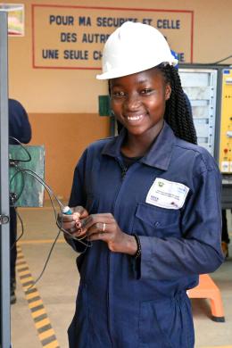 Fatoumata Ouattara, a 18 year old girl, is taking a electronics course at the professional high school of Korhogo, in the North of Cote d’Ivoire