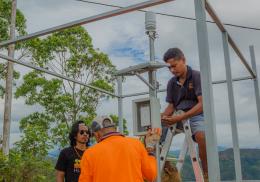 Similie team installing weather station monitors in Timor Leste